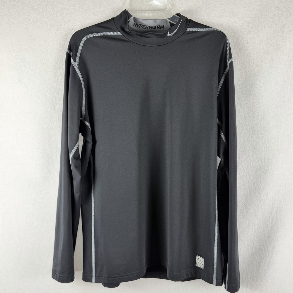 Nike Pro Combat‎ Dri-Fit Shirt Mens Sz XL Fitted Black Long Sleeve Hyper Warm
